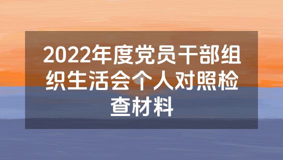 2022年度党员干部组织生活会个人对照检查材料