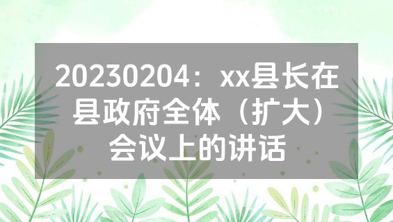 20230204：xx县长在县政府全体（扩大）会议上的讲话