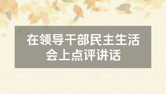 在领导干部民主生活会上点评讲话
