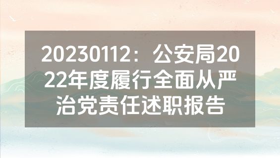 20230112：公安局2022年度履行全面从严治党责任述职报告