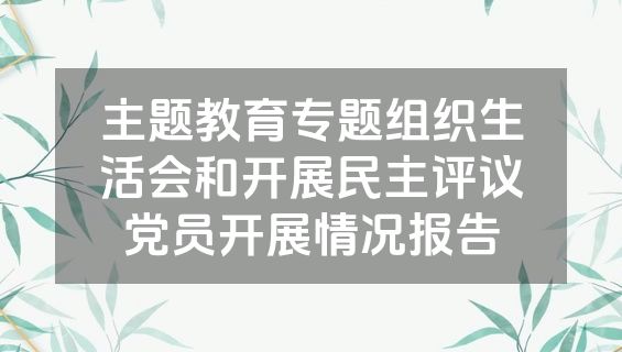 主题教育专题组织生活会和开展民主评议党员开展情况报告