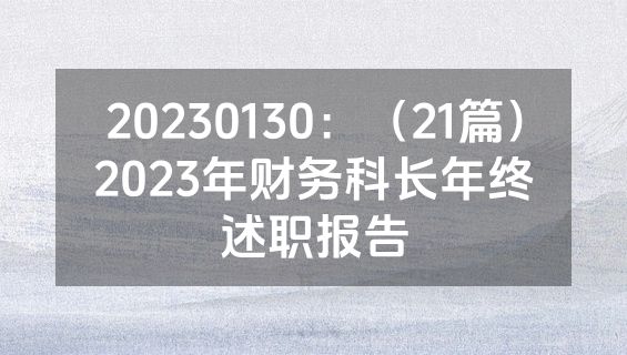 20230130：（21篇）2023年财务科长年终述职报告