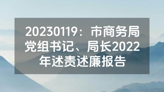 20230119：市商务局党组书记、局长2022年述责述廉报告