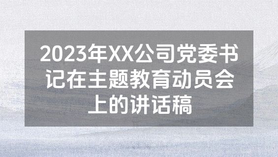 2023年XX公司党委书记在主题教育动员会上的讲话稿