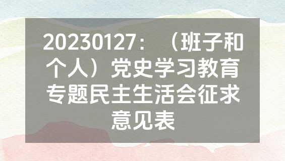 20230127：（班子和个人）党史学习教育专题民主生活会征求意见表