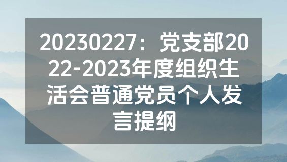 20230227：党支部2022-2023年度组织生活会普通党员个人发言提纲