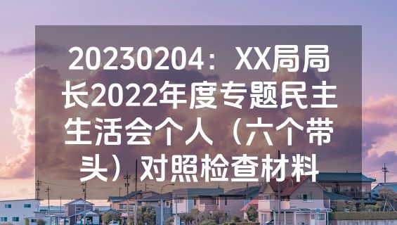 20230204：XX局局长2022年度专题民主生活会个人（六个带头）对照检查材料