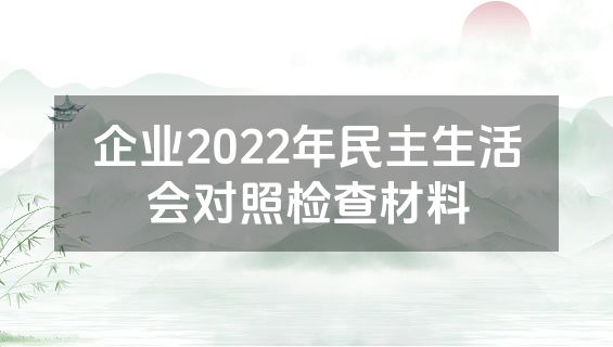 企业2022年民主生活会对照检查材料