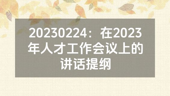 20230224：在2023年人才工作会议上的讲话提纲