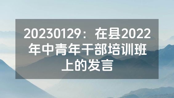 20230129：在县2022年中青年干部培训班上的发言