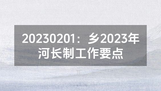 20230201：乡2023年河长制工作要点