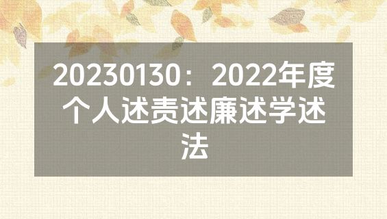 20230130：2022年度个人述责述廉述学述法