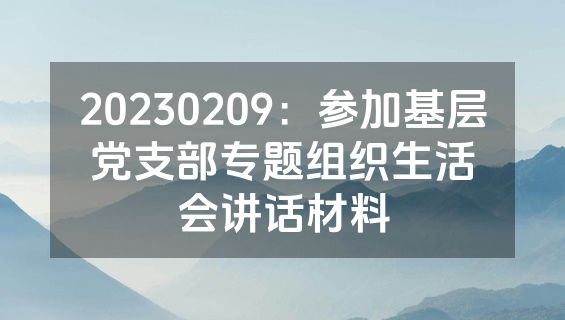 20230209：参加基层党支部专题组织生活会讲话材料