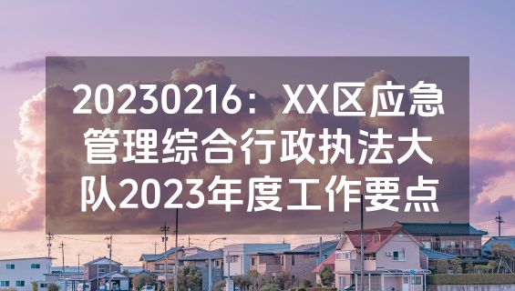 20230216：XX区应急管理综合行政执法大队2023年度工作要点