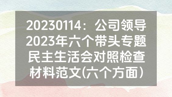 20230114：公司领导2023年六个带头专题民主生活会对照检查材料范文(六个方面）