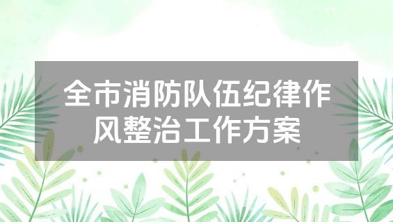 全市消防队伍纪律作风整治工作方案