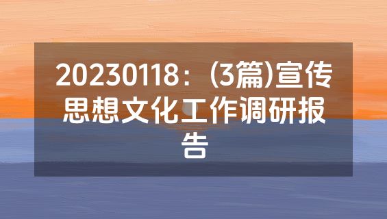 20230118：(3篇)宣传思想文化工作调研报告