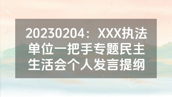 20230204：XXX执法单位一把手专题民主生活会个人发言提纲