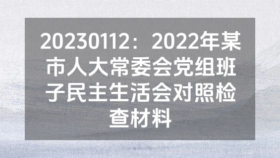 20230112：2022年某市人大常委会党组班子民主生活会对照检查材料