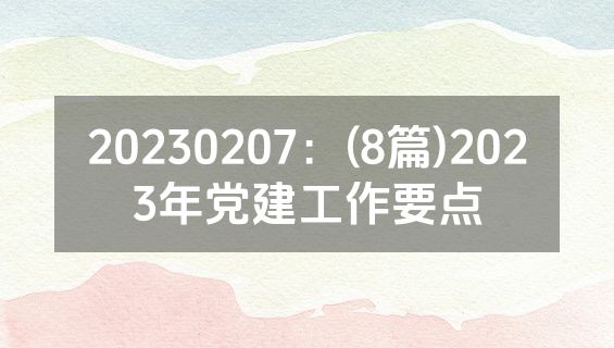20230207：(8篇)2023年党建工作要点