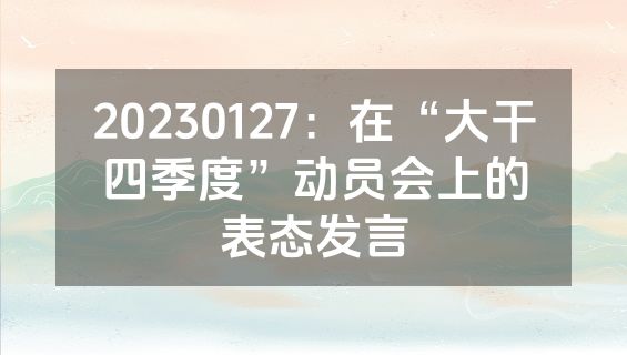 20230127：在“大干四季度”动员会上的表态发言