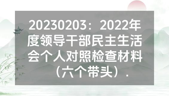 20230203：2022年度领导干部民主生活会个人对照检查材料（六个带头）.