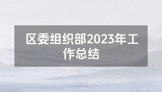 区委组织部2023年工作总结
