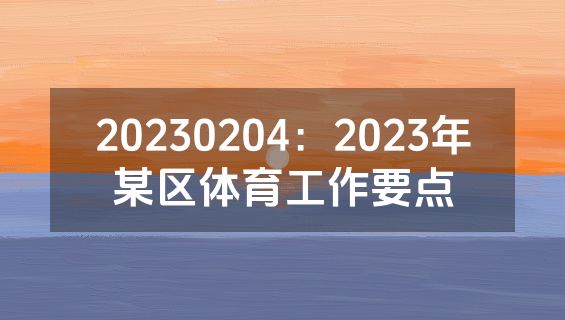 20230204：2023年某区体育工作要点