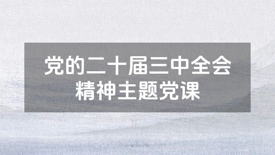 党的二十届三中全会精神主题党课
