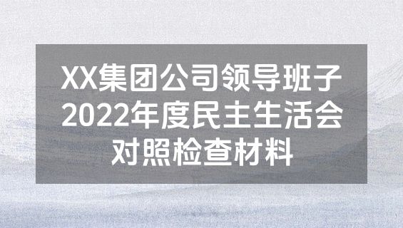 XX集团公司领导班子2022年度民主生活会对照检查材料