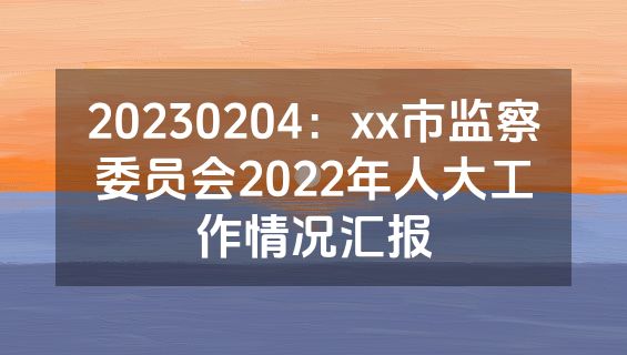 20230204：xx市监察委员会2022年人大工作情况汇报