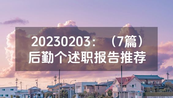 20230203：（7篇）后勤个述职报告推荐
