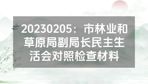 20230205：市林业和草原局副局长民主生活会对照检查材料