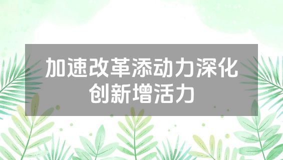 加速改革添动力深化创新增活力