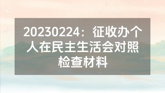 20230224：征收办个人在民主生活会对照检查材料
