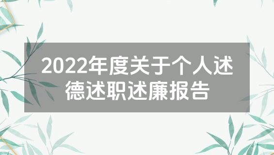 2022年度关于个人述德述职述廉报告