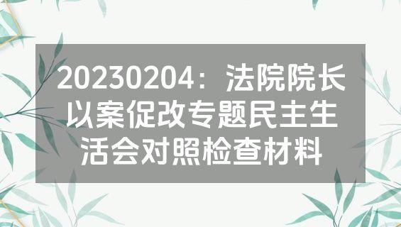 20230204：法院院长以案促改专题民主生活会对照检查材料