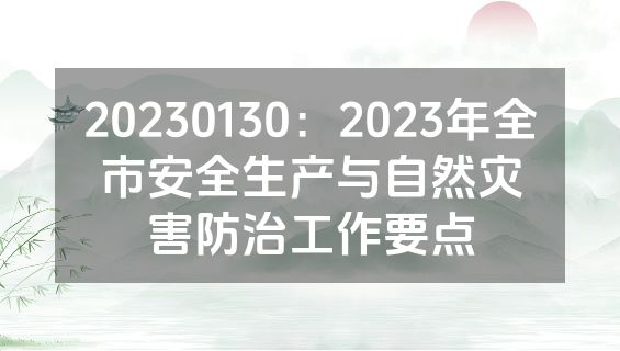 20230130：2023年全市安全生产与自然灾害防治工作要点