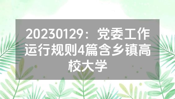 20230129：党委工作运行规则4篇含乡镇高校大学