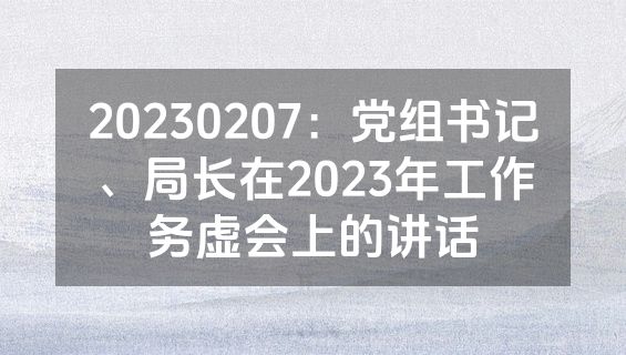 20230207：党组书记、局长在2023年工作务虚会上的讲话