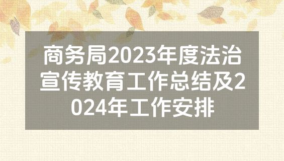 商务局2023年度法治宣传教育工作总结及2024年工作安排