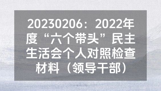 20230206：2022年度“六个带头”民主生活会个人对照检查材料（领导干部）