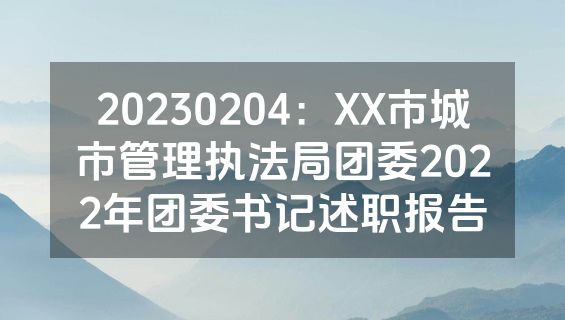 20230204：XX市城市管理执法局团委2022年团委书记述职报告