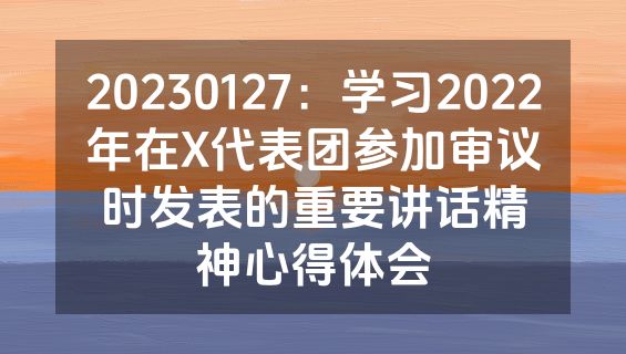 20230127：学习2022年在X代表团参加审议时发表的重要讲话精神心得体会