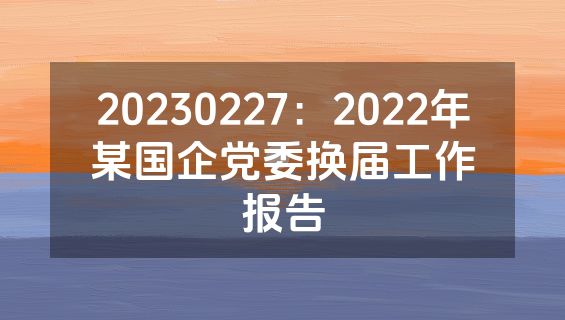 20230227：2022年某国企党委换届工作报告