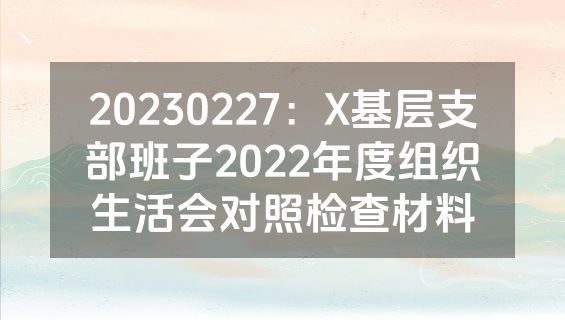 20230227：X基层支部班子2022年度组织生活会对照检查材料