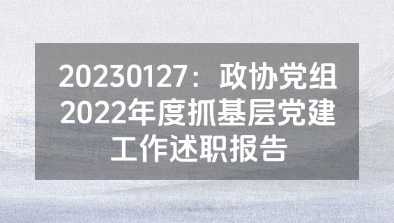 20230127：政协党组2022年度抓基层党建工作述职报告