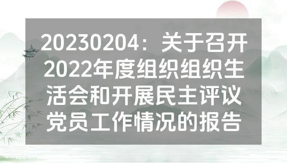 20230204：关于召开2022年度组织组织生活会和开展民主评议党员工作情况的报告