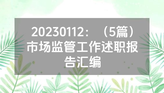 20230112：（5篇）市场监管工作述职报告汇编