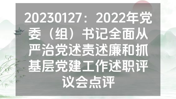 20230127：2022年党委（组）书记全面从严治党述责述廉和抓基层党建工作述职评议会点评